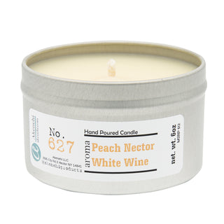 peach infused white wine scented soy blend candle